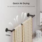 FORIOUS Bathroom Hardware Accessories Set, SUS304 Stainless Steel Towel Bar Set, Modern Towel Racks Holder for Bathroom, Toilet Paper Holder Wall Mounted 4 Pieces(24" Bar, Matte Black)