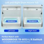WOODBRIDGE 60” x 32” Four-Piece Direct-to-Stud Alcove Tub Surround Wall Panel Kit in White