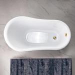 WOODBRIDGE 54" Heavy Duty Acrylic Slipper Clawfoot Bath Tub with Polished Gold Feet + Polished Gold Drain &Overflow
