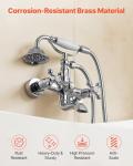 VEVOR Clawfoot Tub Faucet, Wall Mount Bathtub Faucets with Handheld Shower, Vintage Polished Chrome Clawfoot Tub Filler Faucet Shower Kit with Adjustable Swing Arms & 360° Rotation Spout for Bathtubs