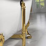 WOODBRIDGE 59" Heavy Duty Acrylic Double Slipper Clawfoot Bath Tub in Black Color with Polish Gold Feet + Polish Gold Drain &Overflow