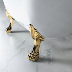 WOODBRIDGE 59" Heavy Duty Acrylic Double Slipper Clawfoot Bath Tub in Black Color with Polish Gold Feet + Polish Gold Drain &Overflow