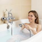 VEVOR Clawfoot Tub Faucet, Wall Mount Bathtub Faucets with Handheld Shower, Vintage Polished Chrome Clawfoot Tub Filler Faucet Shower Kit with Adjustable Swing Arms & 360° Rotation Spout for Bathtubs