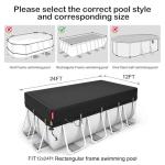QH.HOME 12x24ft Rectangular Pool Cover,[Ultimate Windproof & Tear-Resistant Fabric],Snug Fit with Patented Ratchet & Weight Rings,Solar Pool Cover for Above Ground Pools, Blocks Leaves &Waterproof
