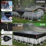 QH.HOME 12x24ft Rectangular Pool Cover,[Ultimate Windproof & Tear-Resistant Fabric],Snug Fit with Patented Ratchet & Weight Rings,Solar Pool Cover for Above Ground Pools, Blocks Leaves &Waterproof