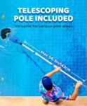 Pool Vacuum for Above Ground Pool with a Telescopic Pole, 80Mins Runtime, Handheld Rechargeable Pool Cleaner with 18.5 Gallons/min Powerful Suction for Above Ground/Inground Pools, Hot Tubs, Spas