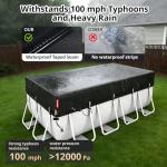 QH.HOME 12x24ft Rectangular Pool Cover,[Ultimate Windproof & Tear-Resistant Fabric],Snug Fit with Patented Ratchet & Weight Rings,Solar Pool Cover for Above Ground Pools, Blocks Leaves &Waterproof