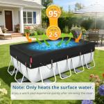 QH.HOME 12x24ft Rectangular Pool Cover,[Ultimate Windproof & Tear-Resistant Fabric],Snug Fit with Patented Ratchet & Weight Rings,Solar Pool Cover for Above Ground Pools, Blocks Leaves &Waterproof