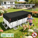 QH.HOME 12x24ft Rectangular Pool Cover,[Ultimate Windproof & Tear-Resistant Fabric],Snug Fit with Patented Ratchet & Weight Rings,Solar Pool Cover for Above Ground Pools, Blocks Leaves &Waterproof