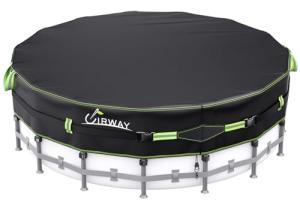 UIRWAY 500D Pool Cover 14FT Round [2026 Upgraded Heavy Duty Fabric] Solar Pool Covers for Above Ground Pools, New Super Windproof Gel-Coated Tarp Straps, Swimming Pool Covers with UV Protection