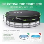 UIRWAY 500D Pool Cover 14FT Round [2026 Upgraded Heavy Duty Fabric] Solar Pool Covers for Above Ground Pools, New Super Windproof Gel-Coated Tarp Straps, Swimming Pool Covers with UV Protection
