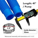 IDEASURE Pool Pump Replacement Hose, 1.25 x 41 Inch Above Ground Pool Hose Compatible with In tex Filter Pump 607, 637, 3 pack 1 1/4 Pool Hoses Replacement Include 6 Hose Clamps