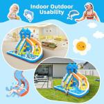 TOAOB Inflatable Water Slide,5 in 1 Dolphin Inflatable Bounce House for Kids- Climbing Wall Splash Pool Water Cannon Basketball Rim - 480W Blower - for Indoor Outdoor Backyard Birthday Party