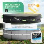 UIRWAY 500D Pool Cover 14FT Round [2026 Upgraded Heavy Duty Fabric] Solar Pool Covers for Above Ground Pools, New Super Windproof Gel-Coated Tarp Straps, Swimming Pool Covers with UV Protection
