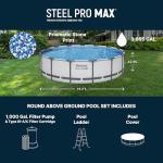 Bestway Steel Pro MAX 15' x 42" Above Ground Pool, Round Metal Frame Outdoor Swimming Pool Set with Filter Pump, Ladder, and Cover, Gray