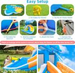 TOAOB Inflatable Water Slide,5 in 1 Dolphin Inflatable Bounce House for Kids- Climbing Wall Splash Pool Water Cannon Basketball Rim - 480W Blower - for Indoor Outdoor Backyard Birthday Party