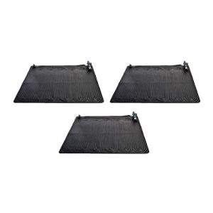 Intex 47'x47' Solar Pool Water Heater Mat for 8,000 Gallon Above Ground Swimming Pool with Hose Attachment 2 Adaptors and Bypass Valve, Black (3-Pack)