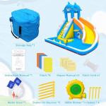 TOAOB Inflatable Water Slide,5 in 1 Dolphin Inflatable Bounce House for Kids- Climbing Wall Splash Pool Water Cannon Basketball Rim - 480W Blower - for Indoor Outdoor Backyard Birthday Party