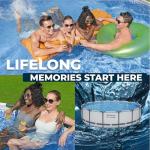 Bestway Steel Pro MAX 15' x 42" Above Ground Pool, Round Metal Frame Outdoor Swimming Pool Set with Filter Pump, Ladder, and Cover, Gray