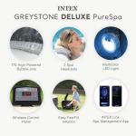 INTEX PureSpa Greystone Deluxe 6 Person Square Inflatable Hot Tub, Bubble Massage Spa Set with Energy Efficient Cover, 2 Headrests, & LED Light, 77 in x 28 in
