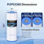 POOLPURE PLFPCC80 Pool Filter Replaces Pentair CCP320, Pleatco PCC80-PAK4, Ultral-A5, Unicel C-7470, R173573, Filbur FC-1976, 178580, 817-0081, Clean and Clear Plus 320, L x OD:20"x 7", 4X80 sq.ft.