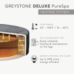 INTEX PureSpa Greystone Deluxe 6 Person Square Inflatable Hot Tub, Bubble Massage Spa Set with Energy Efficient Cover, 2 Headrests, & LED Light, 77 in x 28 in
