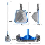 Sepetrel Deluxe Swimming Pool Cleaning Kit Including Half-Deep Fine Mesh Pool Leaf Skimmer Net,12" Round Pool Brush Head & 70.5" Pole, for Above Ground Pools,Ponds,Spas,Hot Tubs
