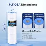 POOLPURE PLF106A Filter Replaces Hayward CX880XRE, Pleatco PA106-PAK4, Ultral-A1, Unicel C-7488, Filbur FC-1226, FC-6430, Hayward SwimClear C4020, C4025, C4030, 4 X 106 sq. ft. Filter Cartridge 4 Pack