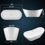 59" Freestanding Acrylic Bathtub, Deep Soaking Tub with Non-Slip Base, cUPC Certified, Chrome Pop-Up Drain and Overflow, White