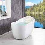 WOODBRIDGE 54" Acrylic Freestanding Bathtub Contemporary Soaking White Tub with Matte Black Overflow and Drain,B0006-MB