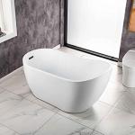 WOODBRIDGE 54" Acrylic Freestanding Bathtub Contemporary Soaking White Tub with Matte Black Overflow and Drain,B0006-MB