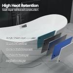 59" Freestanding Acrylic Bathtub, Deep Soaking Tub with Non-Slip Base, cUPC Certified, Chrome Pop-Up Drain and Overflow, White