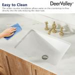 DeerValley DV-1U306 Ursa Undermount Bathroom Sink, 17.91”x 12.8” Vessel Sinks Rectangle Undermount Sink Modern White Ceramic Vanity Vessel Sink with Overflow