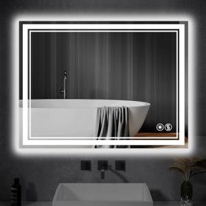 24“ x 36” LED Bathroom Mirror with Lights Front and Backlit Anti-Fog Dimmable 3 Colors LED Mirror for Bathroom Memory Function Smart Mirror Wall Mounted Horizontal/Vertical ETL Listed