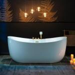 WOODBRIDGE 72" x 35-3/8" Whirlpool and Air Bath Heated Soaking Combination Tub with Adjustable Speed Air Blower and Display Control Panel, Brushed Gold Finish Trim and Drain Kit, BG400+F0045BG