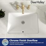 DeerValley DV-1U306 Ursa Undermount Bathroom Sink, 17.91”x 12.8” Vessel Sinks Rectangle Undermount Sink Modern White Ceramic Vanity Vessel Sink with Overflow