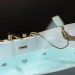 WOODBRIDGE 72" x 35-3/8" Whirlpool and Air Bath Heated Soaking Combination Tub with Adjustable Speed Air Blower and Display Control Panel, Brushed Gold Finish Trim and Drain Kit, BG400+F0045BG