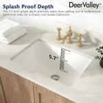 DeerValley DV-1U306 Ursa Undermount Bathroom Sink, 17.91”x 12.8” Vessel Sinks Rectangle Undermount Sink Modern White Ceramic Vanity Vessel Sink with Overflow