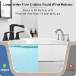 HOIGY Waterfall Bathtub Faucet Oil Rubbed Bronze, Brass Bath Tub Faucet Set 3 Hole, 8 Inch High Flow Roman Tub Faucet, 2 Handle Deck Mount Bathtub Faucets Widespread with Water Hose for Farmhouse