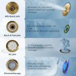 WOODBRIDGE 72" x 35-3/8" Whirlpool and Air Bath Heated Soaking Combination Tub with Adjustable Speed Air Blower and Display Control Panel, Brushed Gold Finish Trim and Drain Kit, BG400+F0045BG