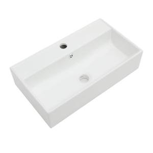 Lordear Wall Mount Bathroom Sink 21 x 12 Inch Wall Sink with Single Faucet Hole White Porcelain Ceramic 21 Inch Floating Bathroom Vessel Sinks