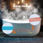 WOODBRIDGE 72" x 35-3/8" Whirlpool and Air Bath Heated Soaking Combination Tub with Adjustable Speed Air Blower and Display Control Panel, Brushed Gold Finish Trim and Drain Kit, BG400+F0045BG