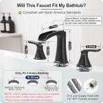 HOIGY Waterfall Bathtub Faucet Oil Rubbed Bronze, Brass Bath Tub Faucet Set 3 Hole, 8 Inch High Flow Roman Tub Faucet, 2 Handle Deck Mount Bathtub Faucets Widespread with Water Hose for Farmhouse