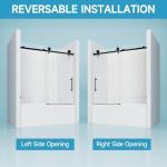 Bathtub Shower Door, 56-60" W x 60" H Sliding Shower Door for Tub, 8mm Tempered Glass Shower Doors with Matte Black Stainless Steel Components