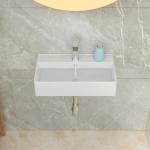 Lordear Wall Mount Bathroom Sink 21 x 12 Inch Wall Sink with Single Faucet Hole White Porcelain Ceramic 21 Inch Floating Bathroom Vessel Sinks