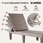 EUNHOO Outdoor Lounge Chaise, Adjustable Pool Lounge Chairs with 5 Positions Backrest, Waterproof Sun Loungers for Garden Pool Beach Patio Deck Sunbathing Set of 4
