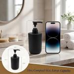 LGURT 4-Piece Bathroom Accessories Set, Matte Black Plastic Countertop Organizer with Toothbrush Holder, Lotion Soap Dispenser, Cotton Swab Cup & Vanity Tray – Modern Bathroom Decor for Home