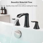 HOIGY Waterfall Bathtub Faucet Oil Rubbed Bronze, Brass Bath Tub Faucet Set 3 Hole, 8 Inch High Flow Roman Tub Faucet, 2 Handle Deck Mount Bathtub Faucets Widespread with Water Hose for Farmhouse