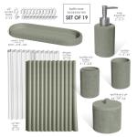 Clara Clark Sage Green Bathroom Set - Bathroom Accessories Set, 19PC Bathroom Accessory Set, Bathroom Sets with Shower Curtain Set, Soap Dispenser & Toothbrush Holder