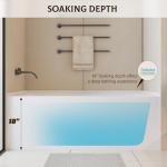 Acrylic Alcove Bathtub 60×32 Inch Drop-In Bathtubs– Left Hand Drain & Overflow, Single Skirt Drop-In Soaking Tub for Modern Bathroom Remodel, Durable Recessed Bathtubs Easy-Clean Design